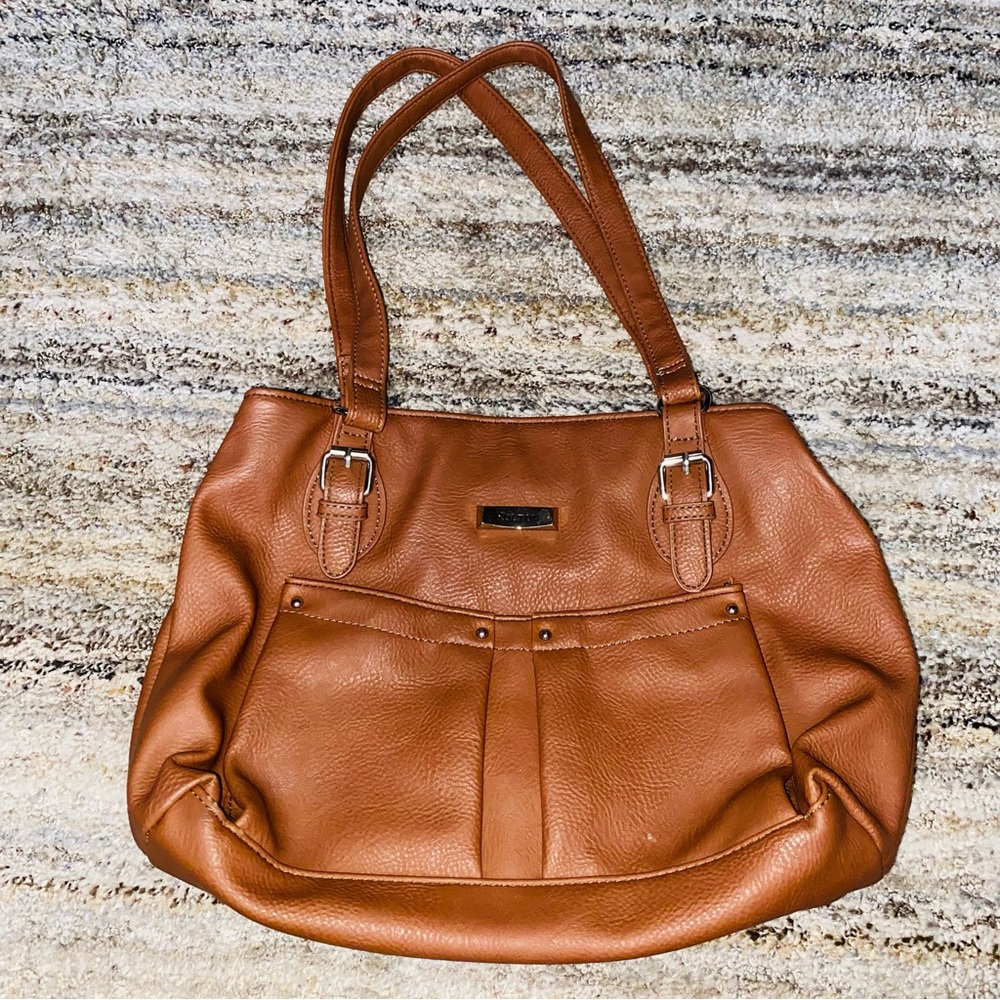 Women's Shoulder Bag in Cognac Brown - Leather-Style Tote (14)